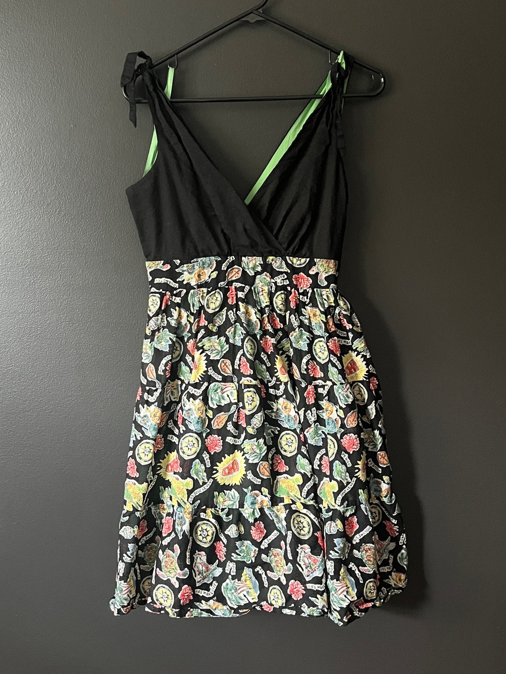Maeve Anthropologie travel tiki print summer dress